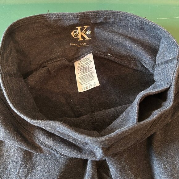 Calvin Klein cropped heathered navy leggings w/ lattice detail at back ankles sz - Picture 8 of 11